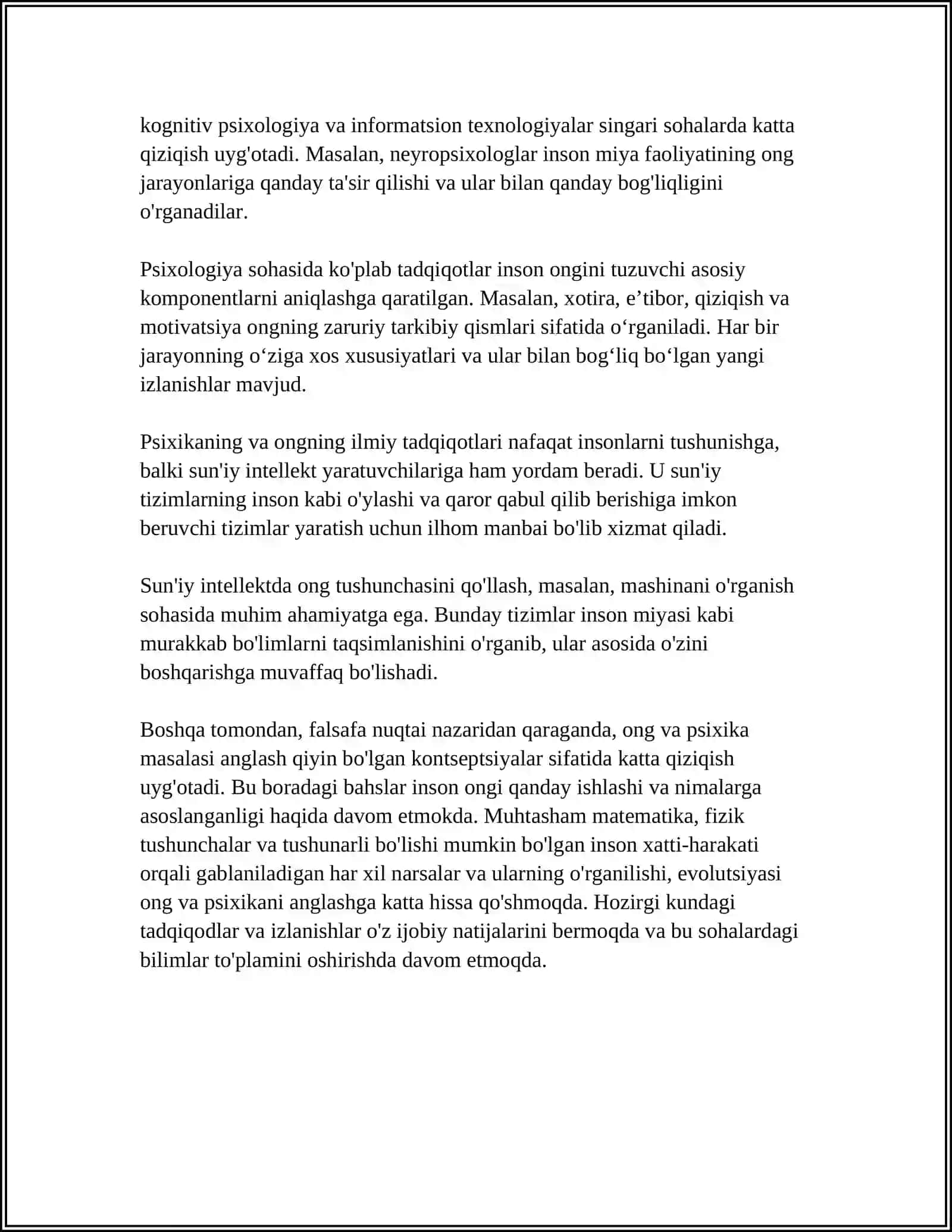 PSIXOLOGIYA FANINING PREDMETI PSIXIKA VA ONGNING TARAQQIYOTI 4