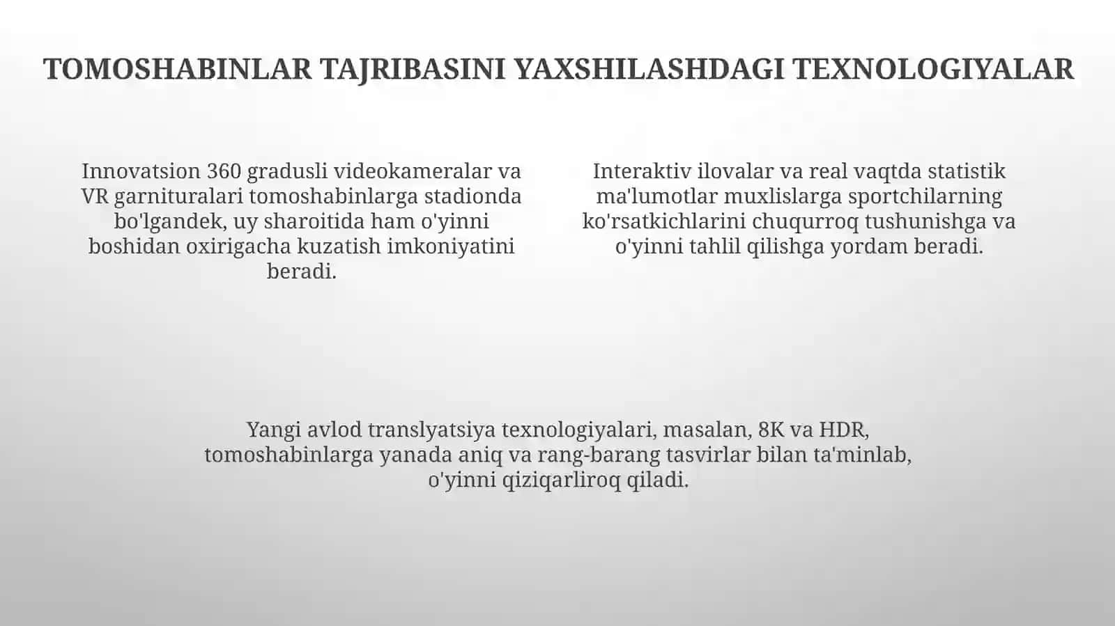 Innovatsiyalarning sportchilar va tomoshabinlar hayotiga ta'siri 4