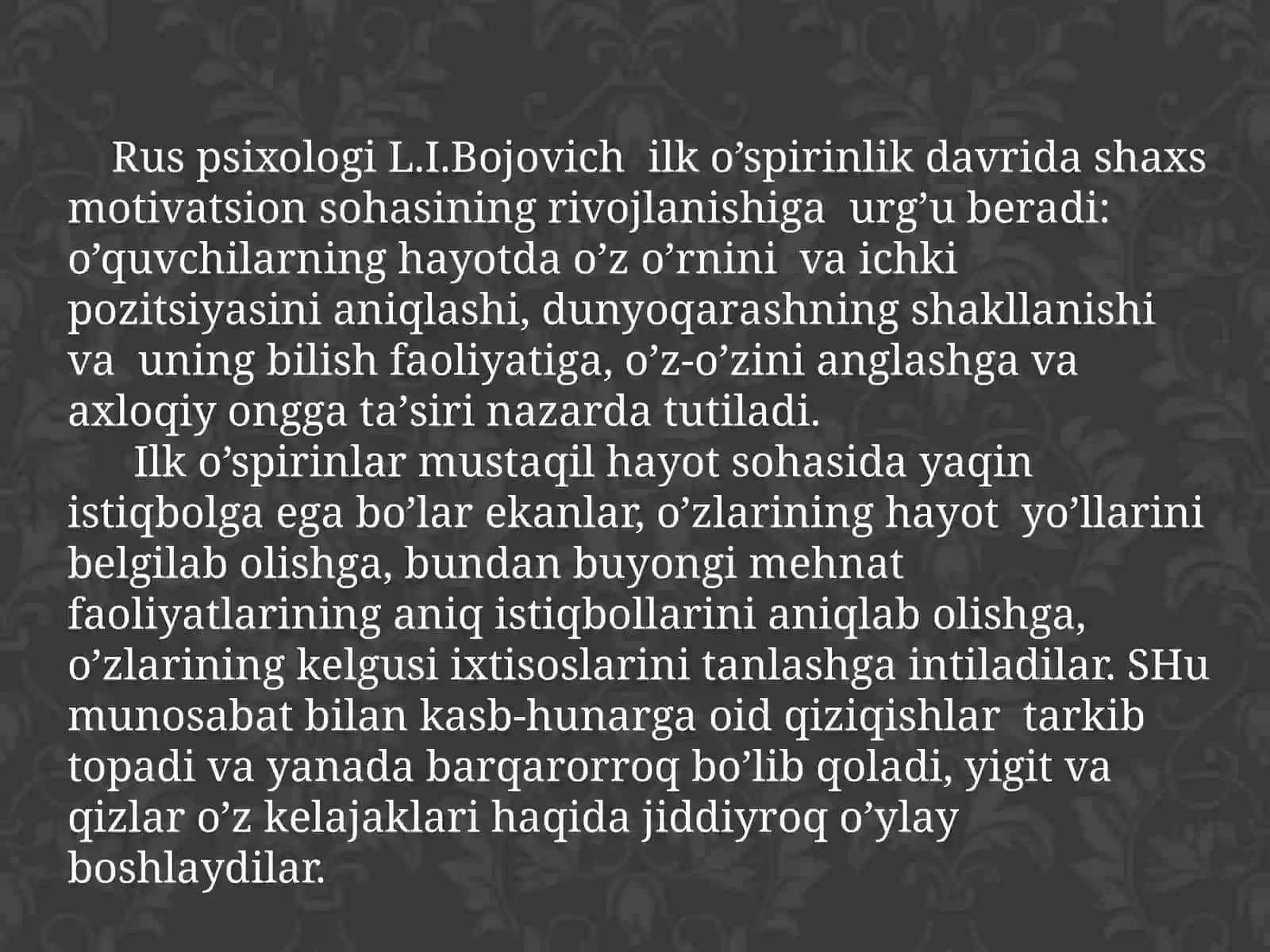 O’SPIRINLIK DAVRI 4