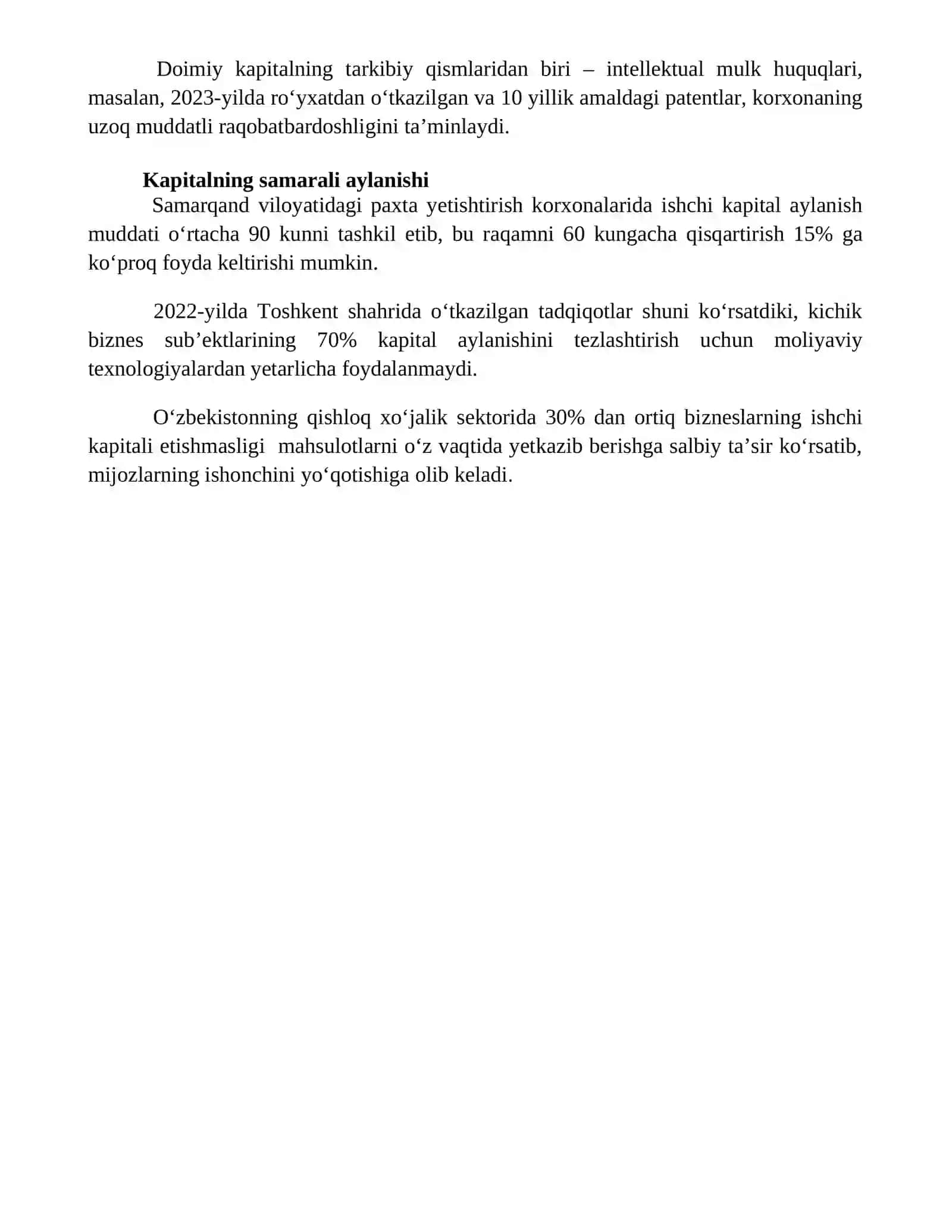 Tadbirkorlik kapitalining aylanishi. Asosiy va aylanma capital 4