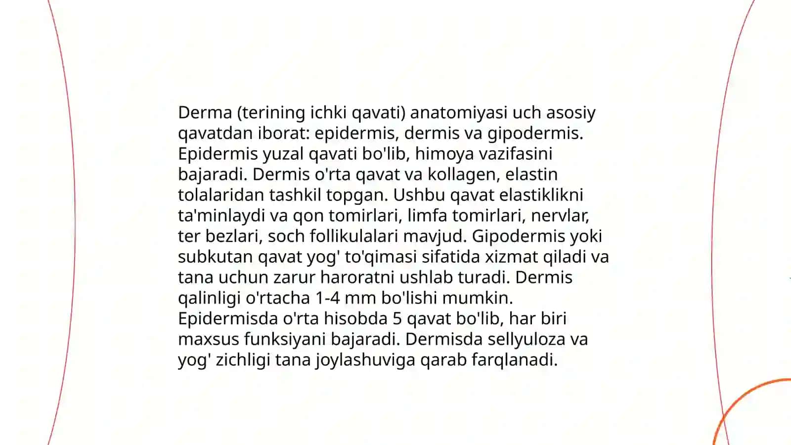 Teri va soch tuzilishi.Epidermis va derma qavatlar 4