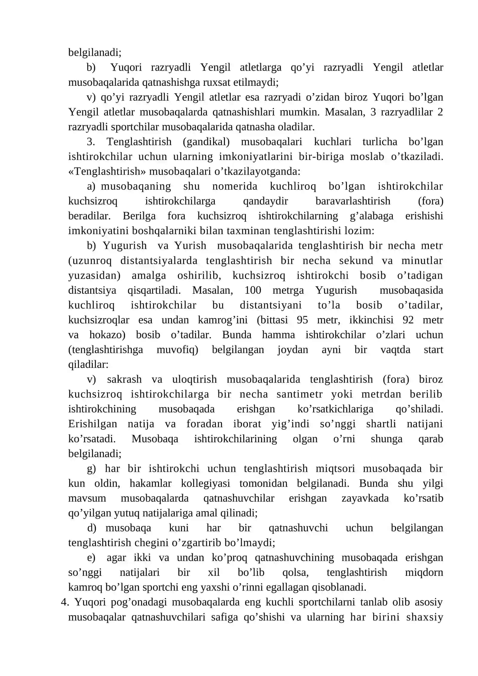Musоbаqа qоidаlаri vа yengil аtlеtikаning mоddiy-tехnik tа’minоti 4