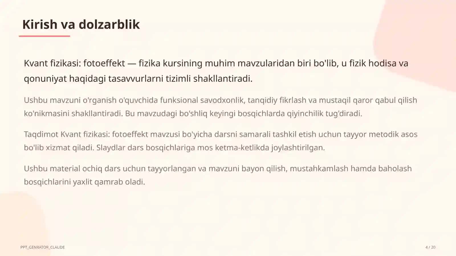 Kvant fizikasi: fotoeffekt (11-sinf) 4