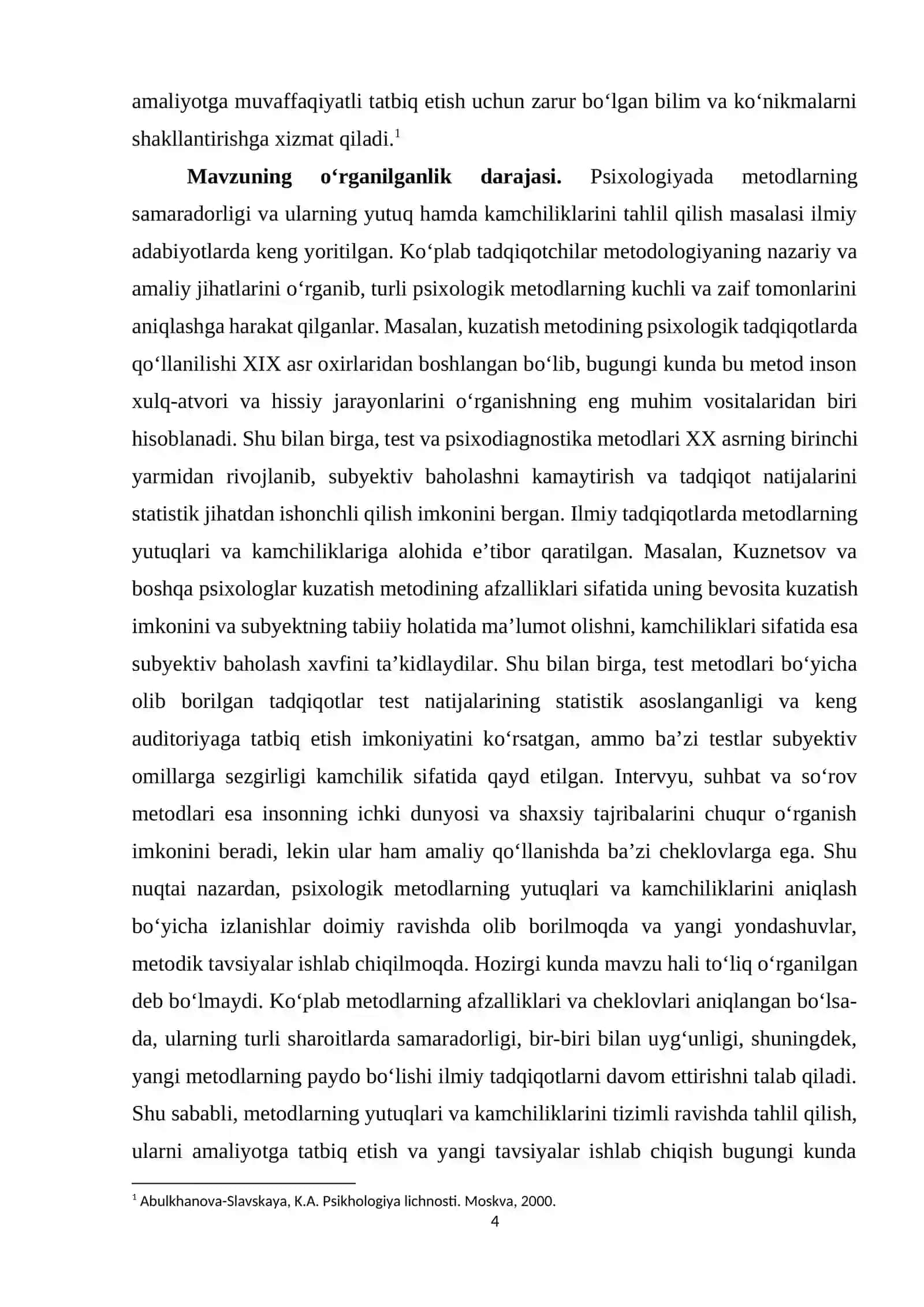 Metodlarning yutuq va kamchiliklari mavzusida tayyor kurs ishi 4