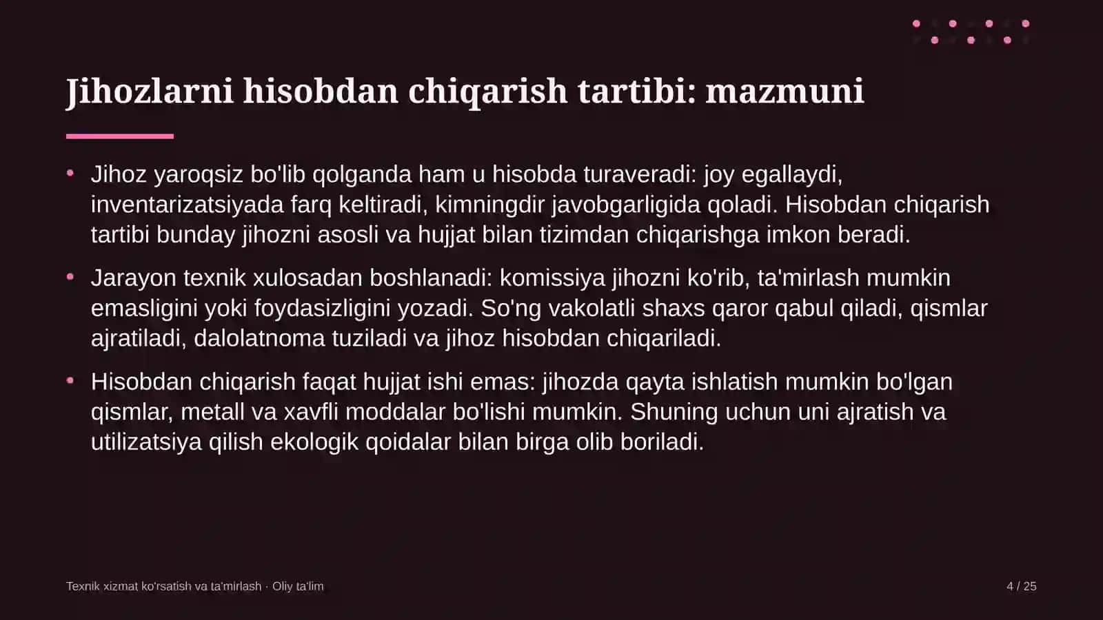 Avtomaktablarda jihozlarni hisobdan chiqarish tartibi 4
