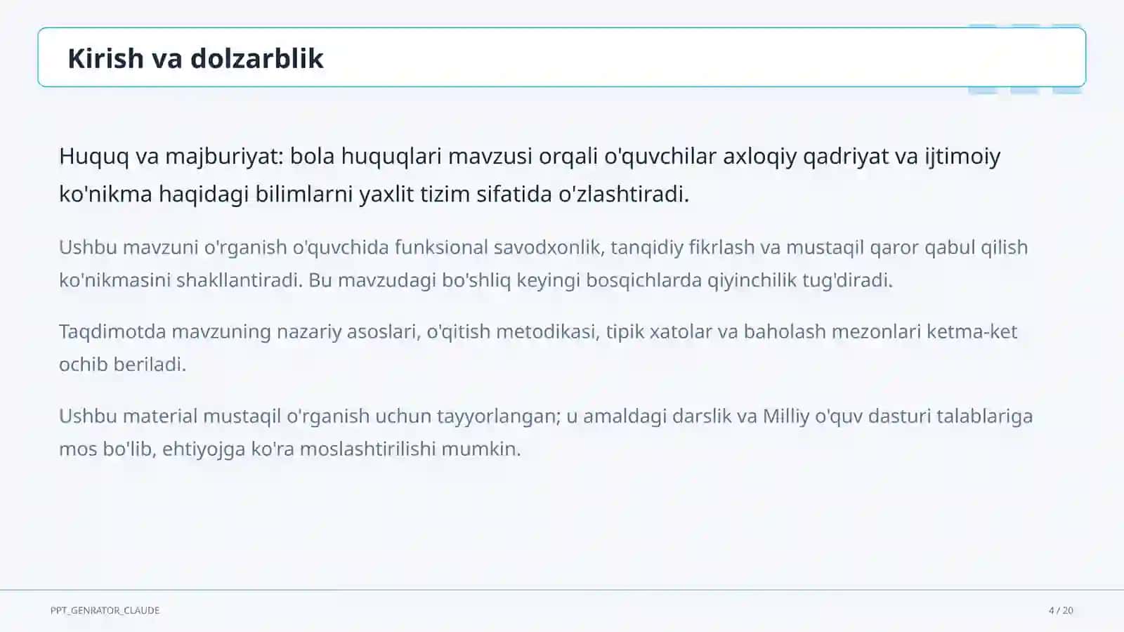 Huquq va majburiyat: bola huquqlari (8-sinf) 4