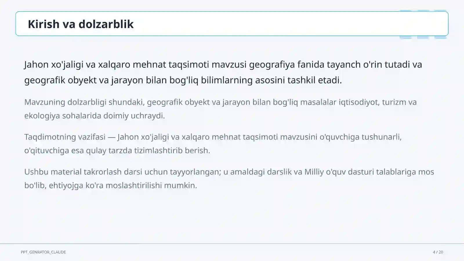 Jahon xo'jaligi va xalqaro mehnat taqsimoti (10-sinf) 4