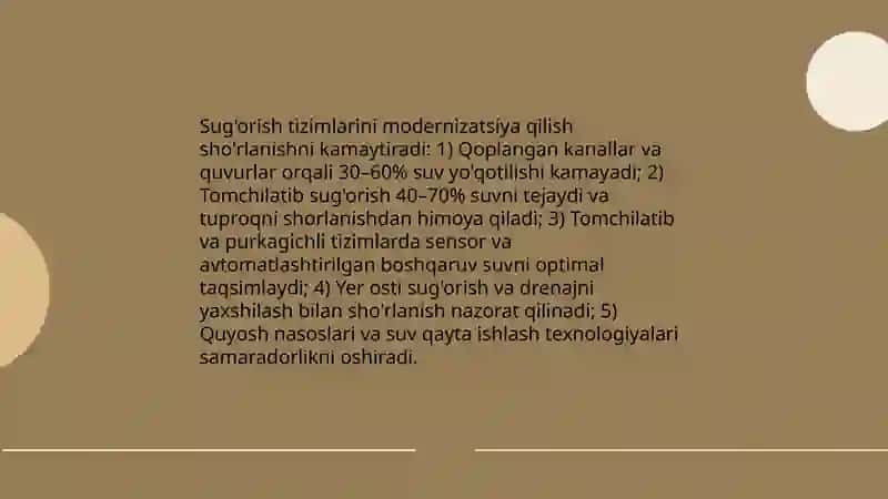 O'zbekistonda sho'rlanishning oldini olish 4