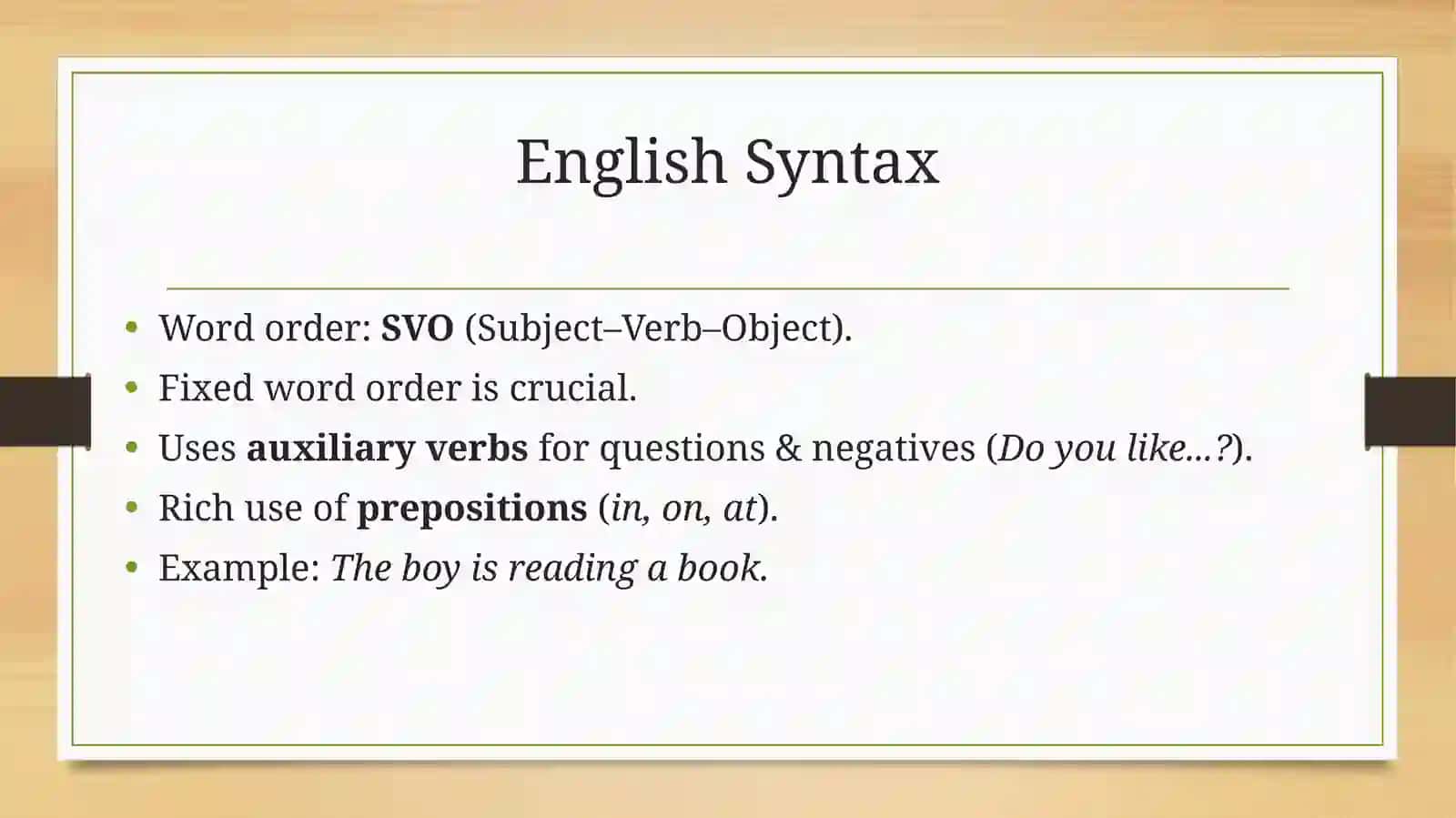 Typology of Syntactic Level of English and Native Languages 4