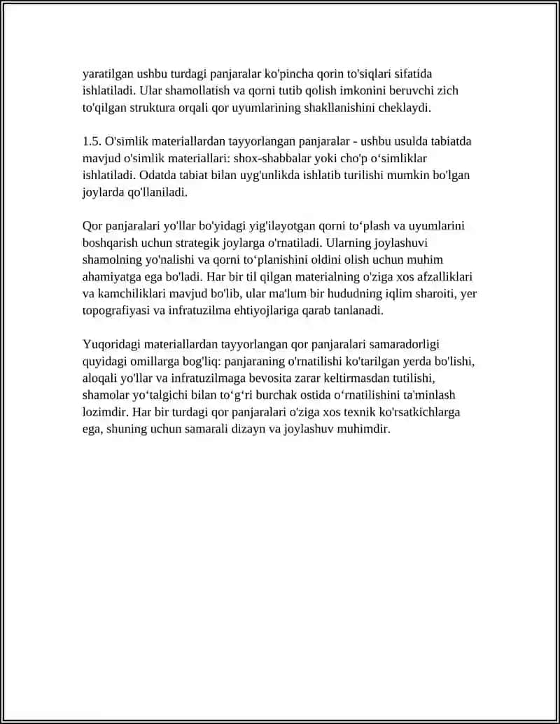 Qor panjaralari (snow fence) turlari va materiallari 4