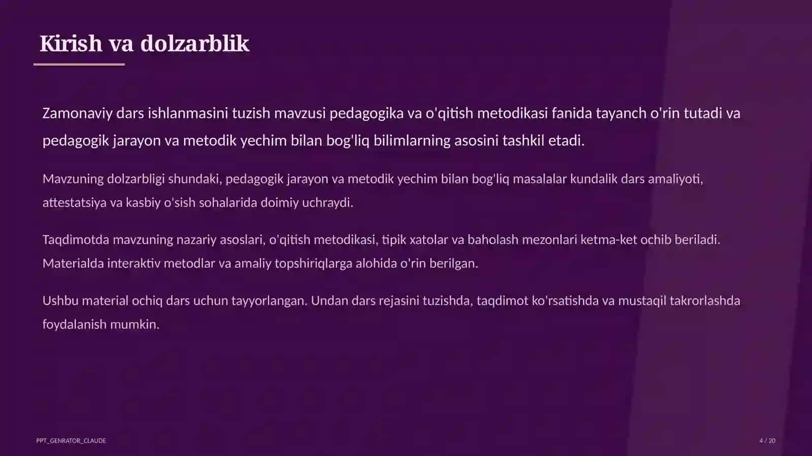 Zamonaviy dars ishlanmasini tuzish 4