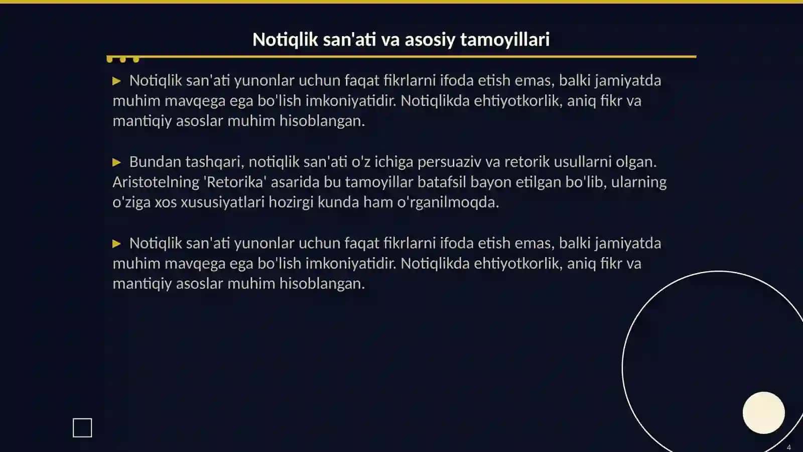 Qadimgi Yunon notiqlarining òziga xos xususiyatlari Kasbiy nutq madaniyati fanidan 4