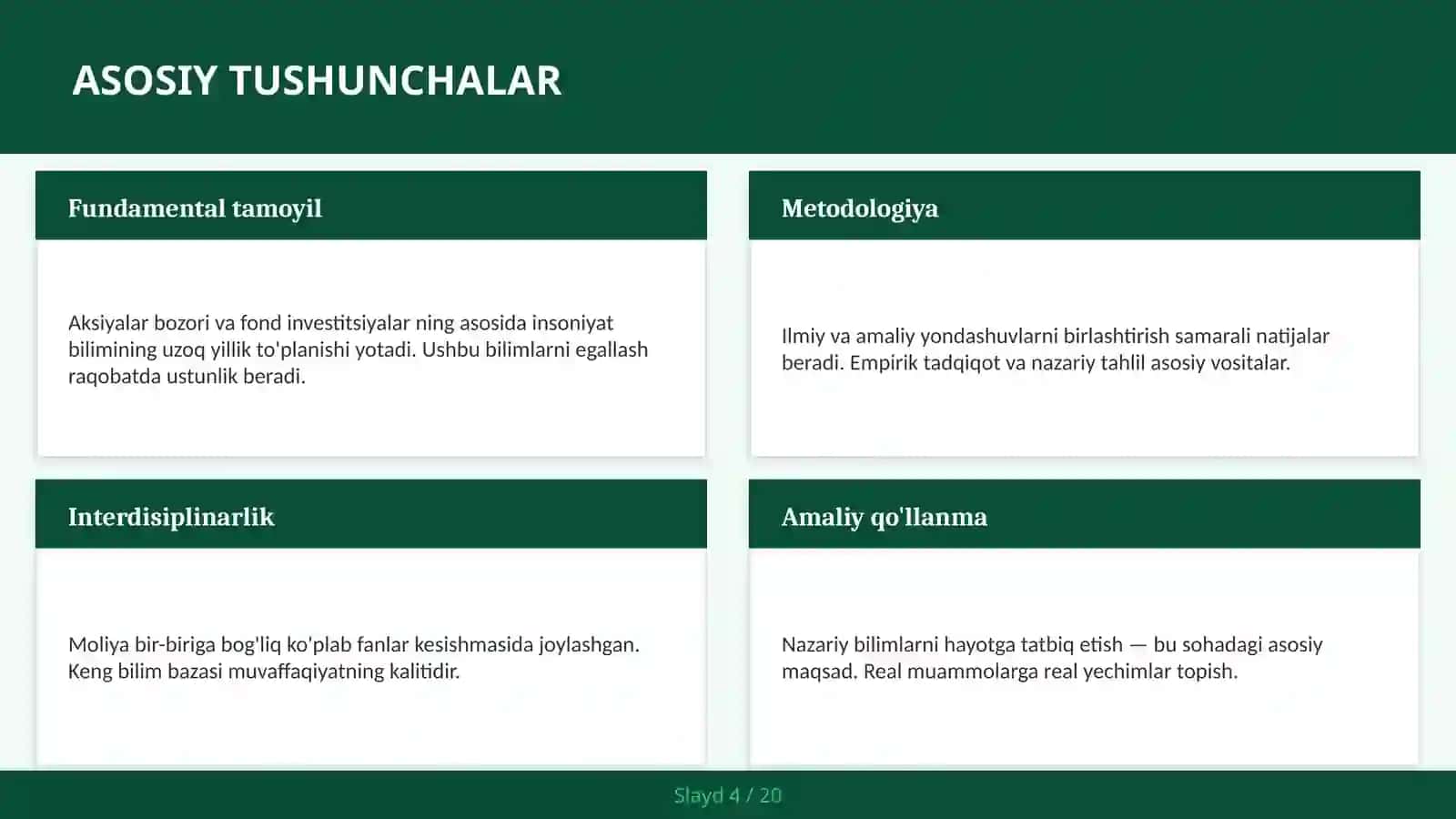 Aksiya, obligatsiya va portfel — talabalar uchun 2030 kelajak yili 4