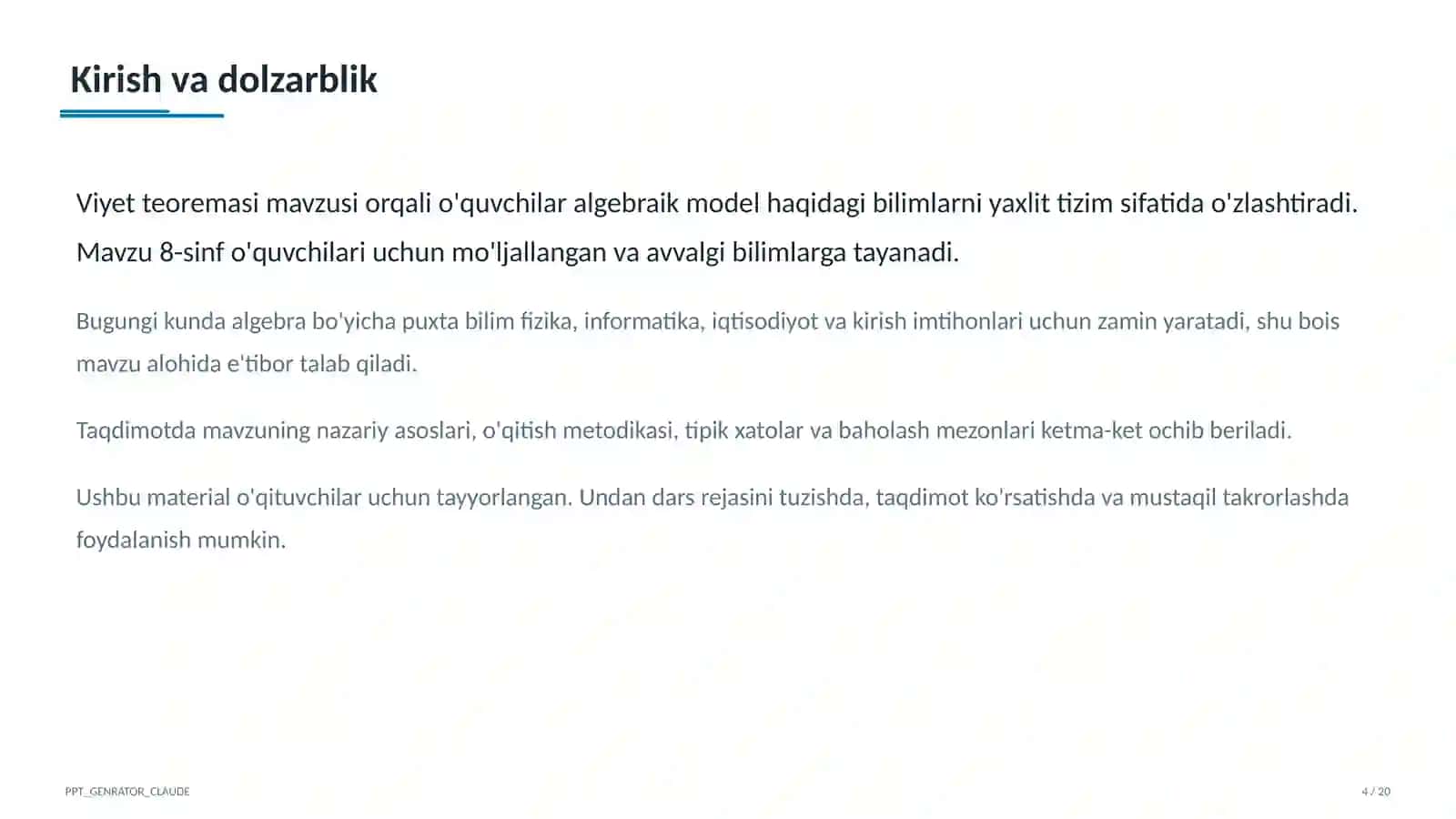 Viyet teoremasi (8-sinf) 4
