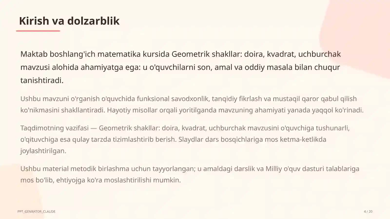Geometrik shakllar: doira, kvadrat, uchburchak (1-sinf) 4
