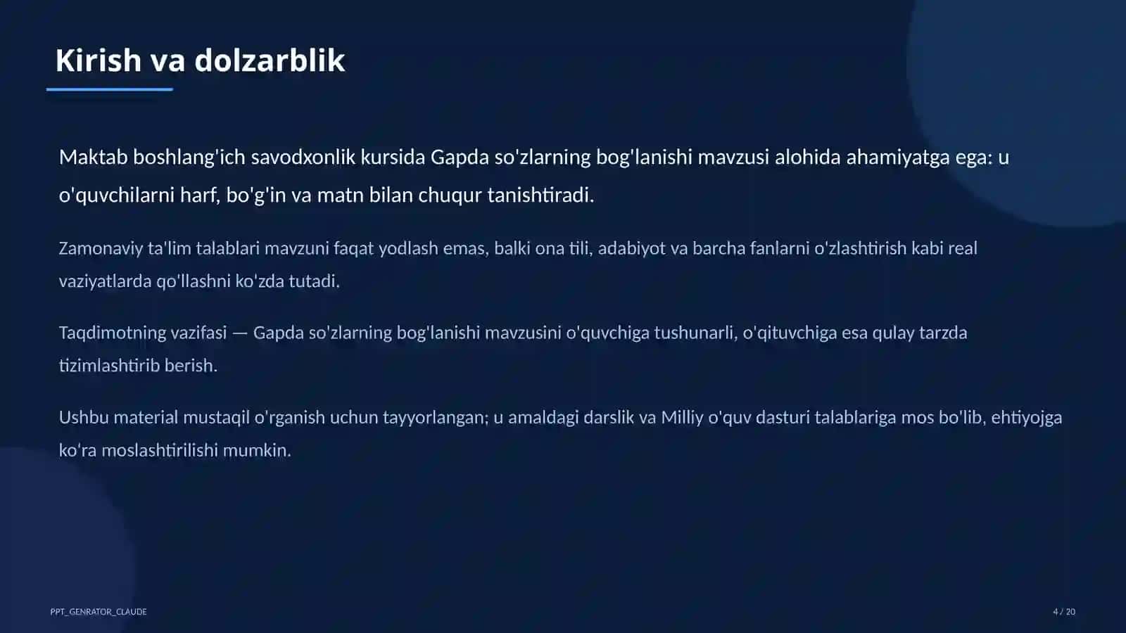 Gapda so'zlarning bog'lanishi (2-sinf) 4