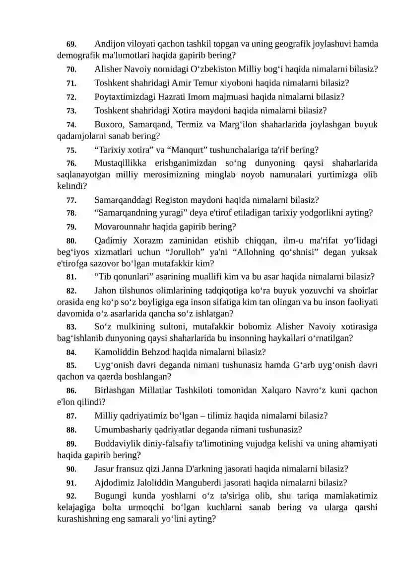TARBIYA FANI BOʻYICHA SAVOLLAR 4