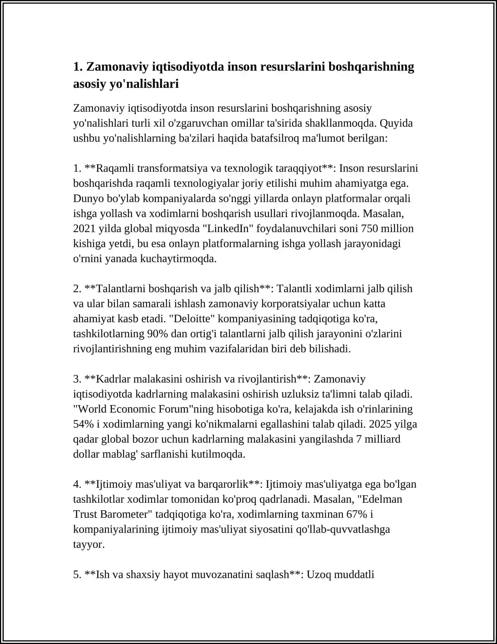 IQTISODIYOTNI MODERNIZATSIYALASH SHAROITIDA INSON RESURSLARINI BOSHQARISH AHAMIYATI. INSON KAPITALI 4
