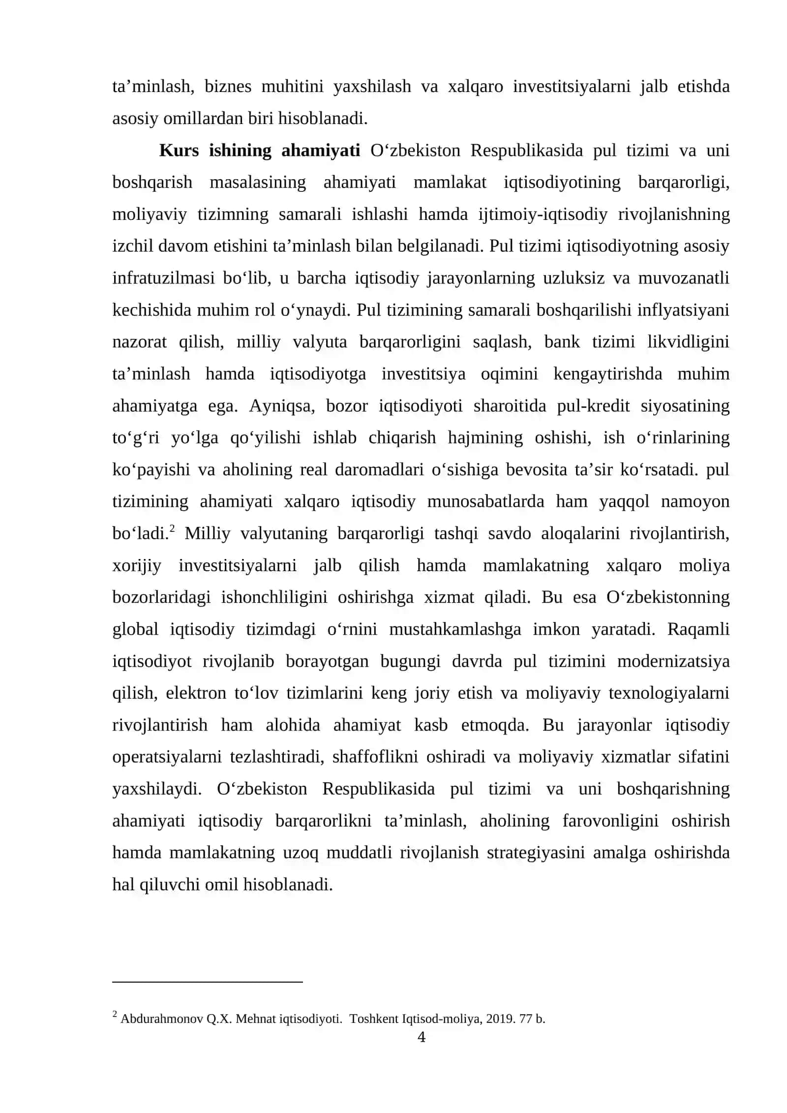Oʻzbekiston Respublikasida pul tizimi va boshqaruvini taminlash 4