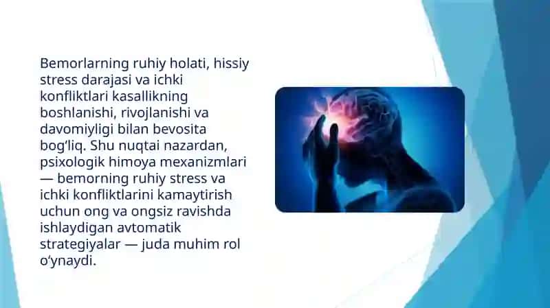 Psixosomatik kasalliklar va bemorlarining psixologik himoya mexanizmlari 4