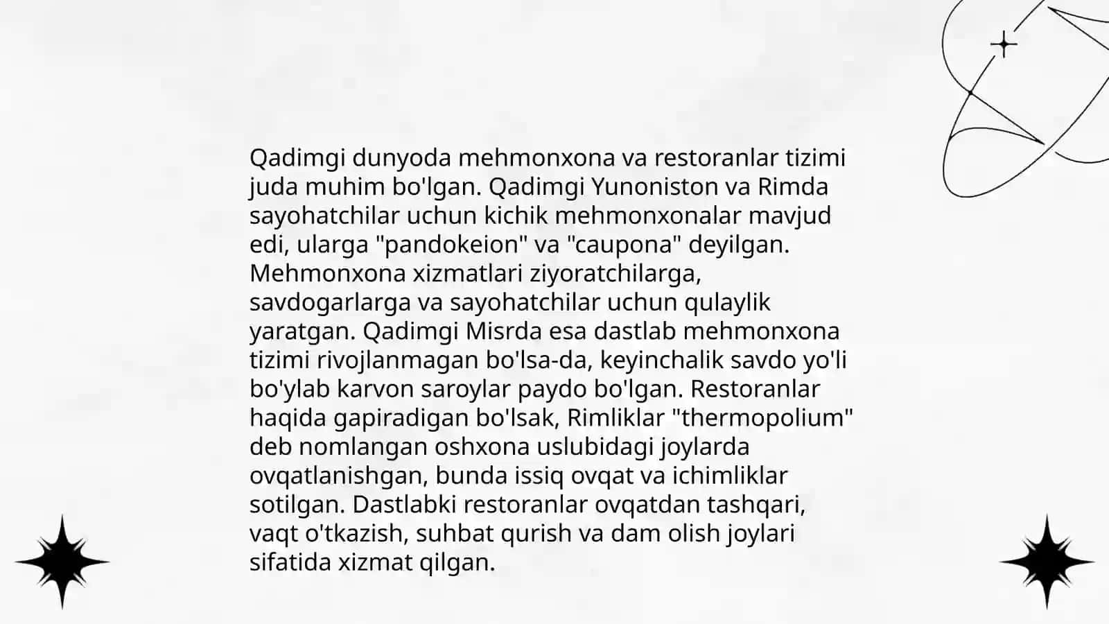 Mehmonxona va restoranning rivojlanish tarixi 4