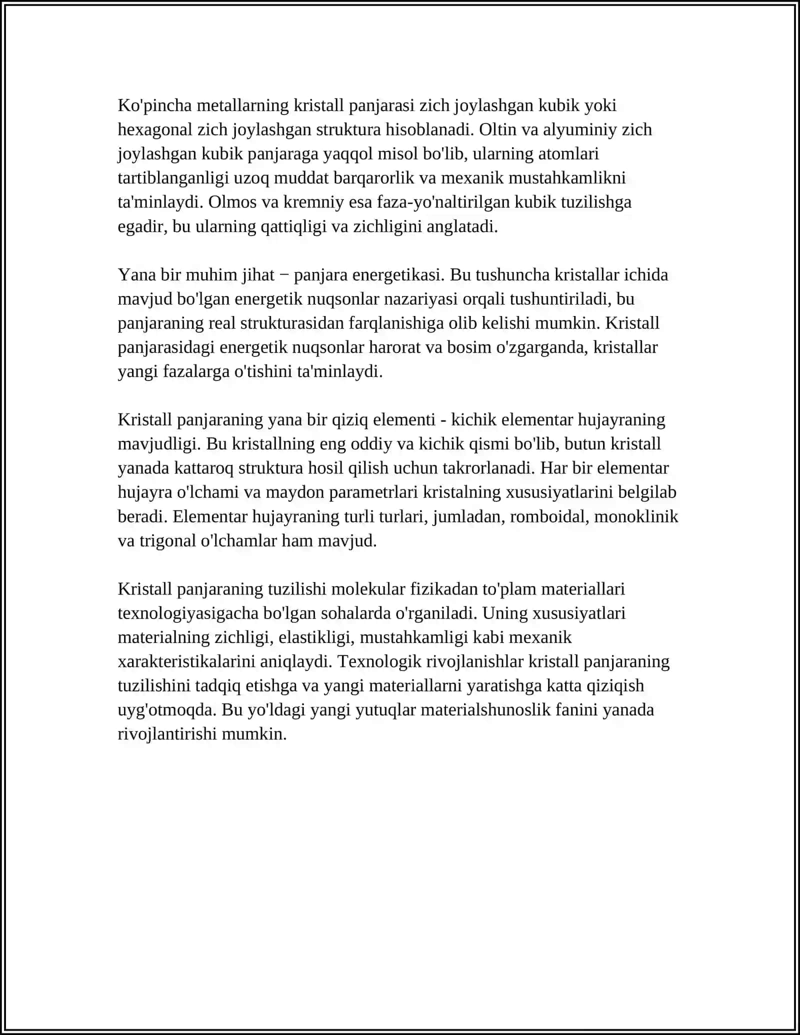 KRISTALL PANJARANING NUQSONLARI VA ULARNING MATERIALLARNING XOSSALARIGA TASIRI 4