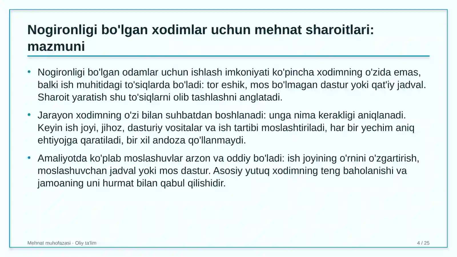 Mehnat Muhofazasi · Oliy Ta'lim 4