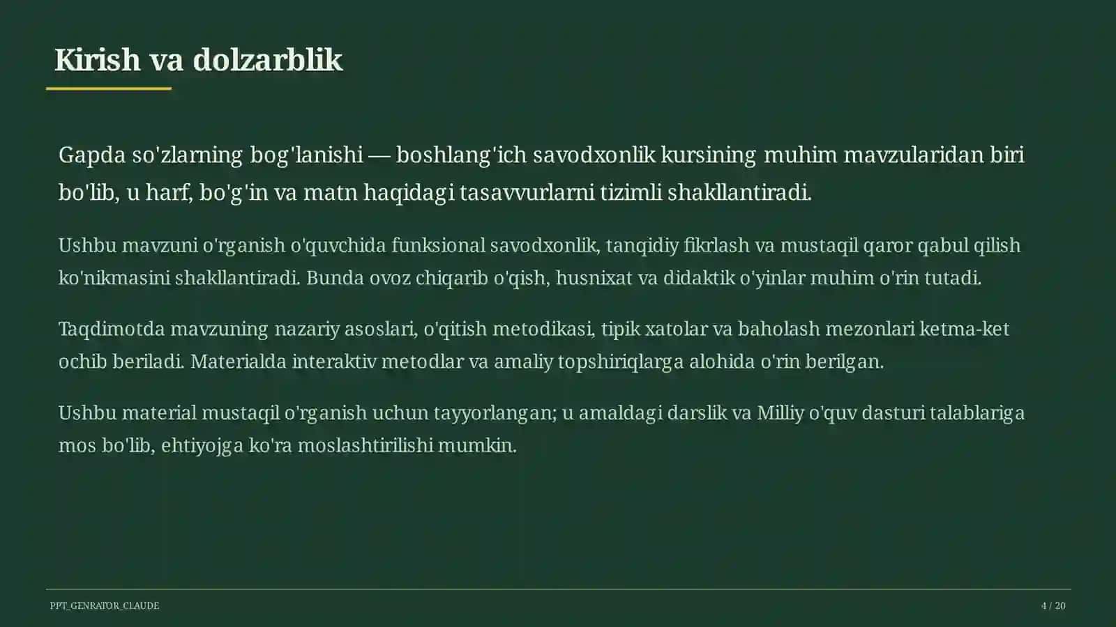 Gapda so'zlarning bog'lanishi (2-sinf) 4