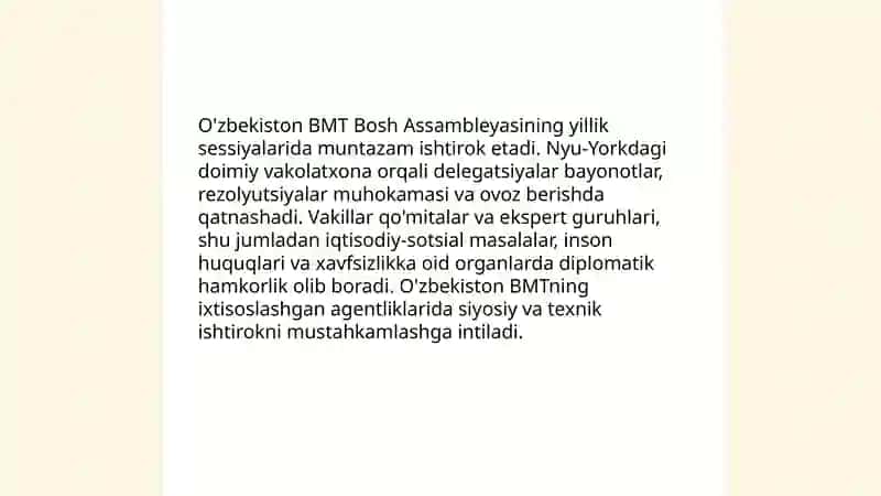O'zbekistonning BMT bilan hamkorligi 4