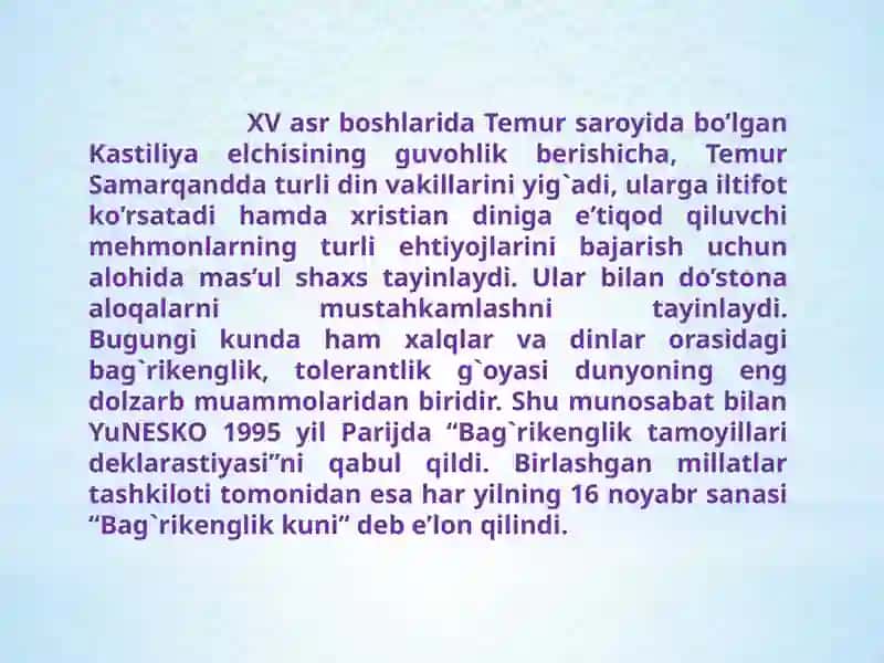 O‘zbekistondamillatlararomunosabatlarvabag‘rikenglikfanipredmeti,unio‘rganishningahamiyati. 4