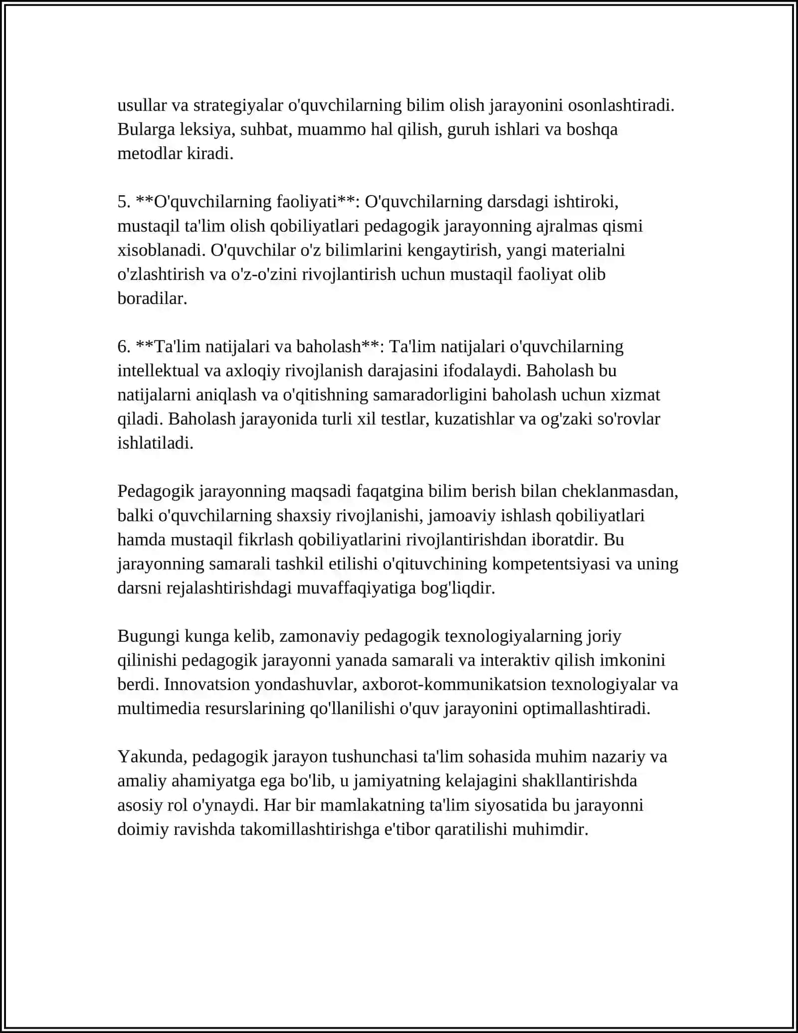 PEDAGOGIK JARAYONDA PEDAGOGNING AHAMIYATI 4