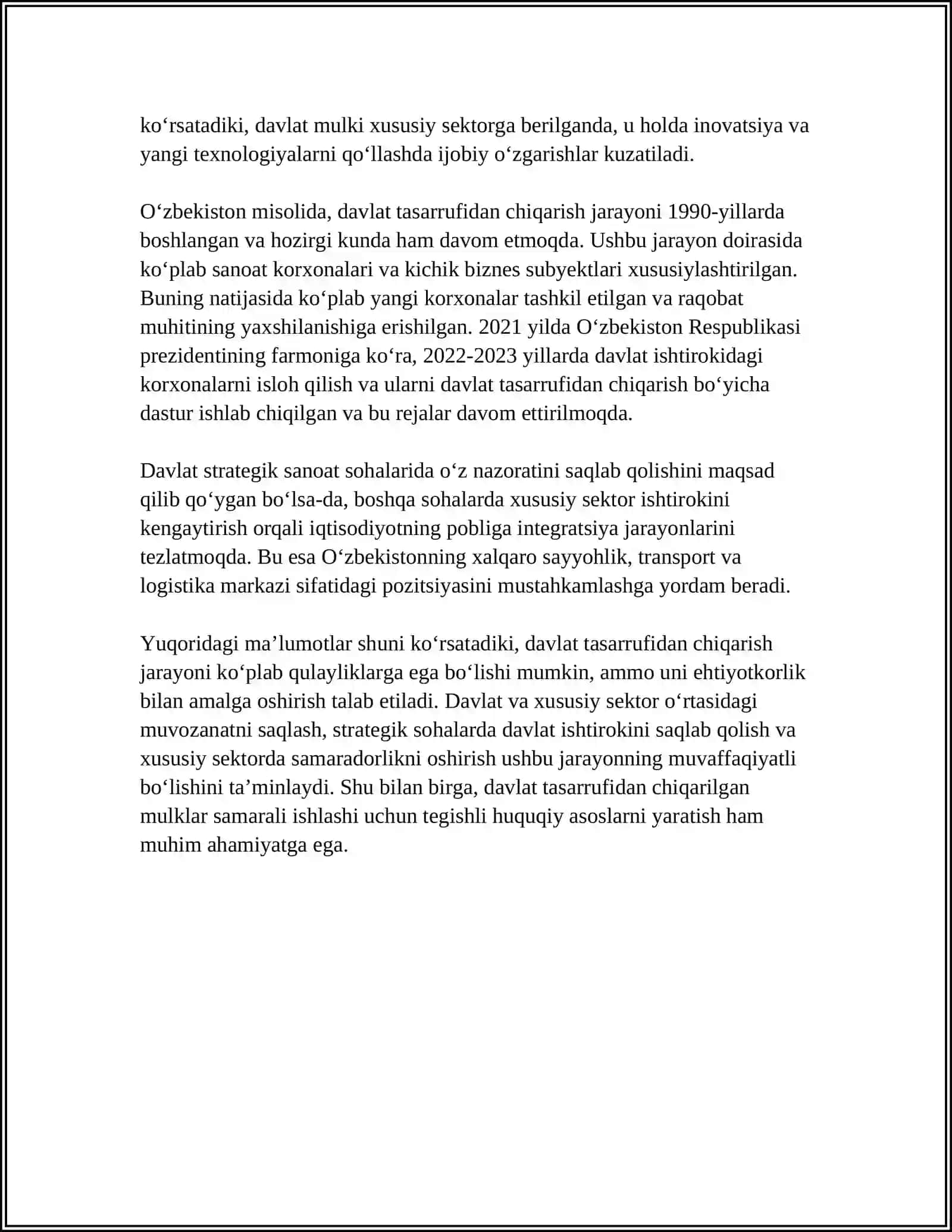 MULKNI DAVLAT TASARRUFIDAN CHIQARISH VA NODAVLAT SHAKLLARGA O'TKAZISH JARAYONLARI 4