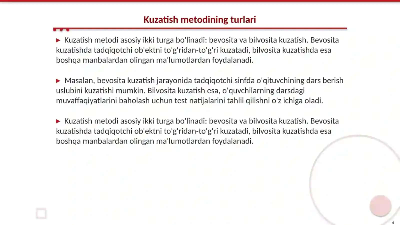 Kuzatish metodi 4