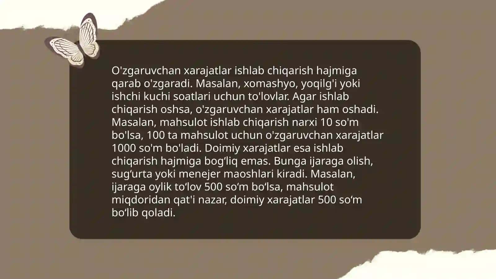 Chiqarish xarajatlari va korxona foydasi 4