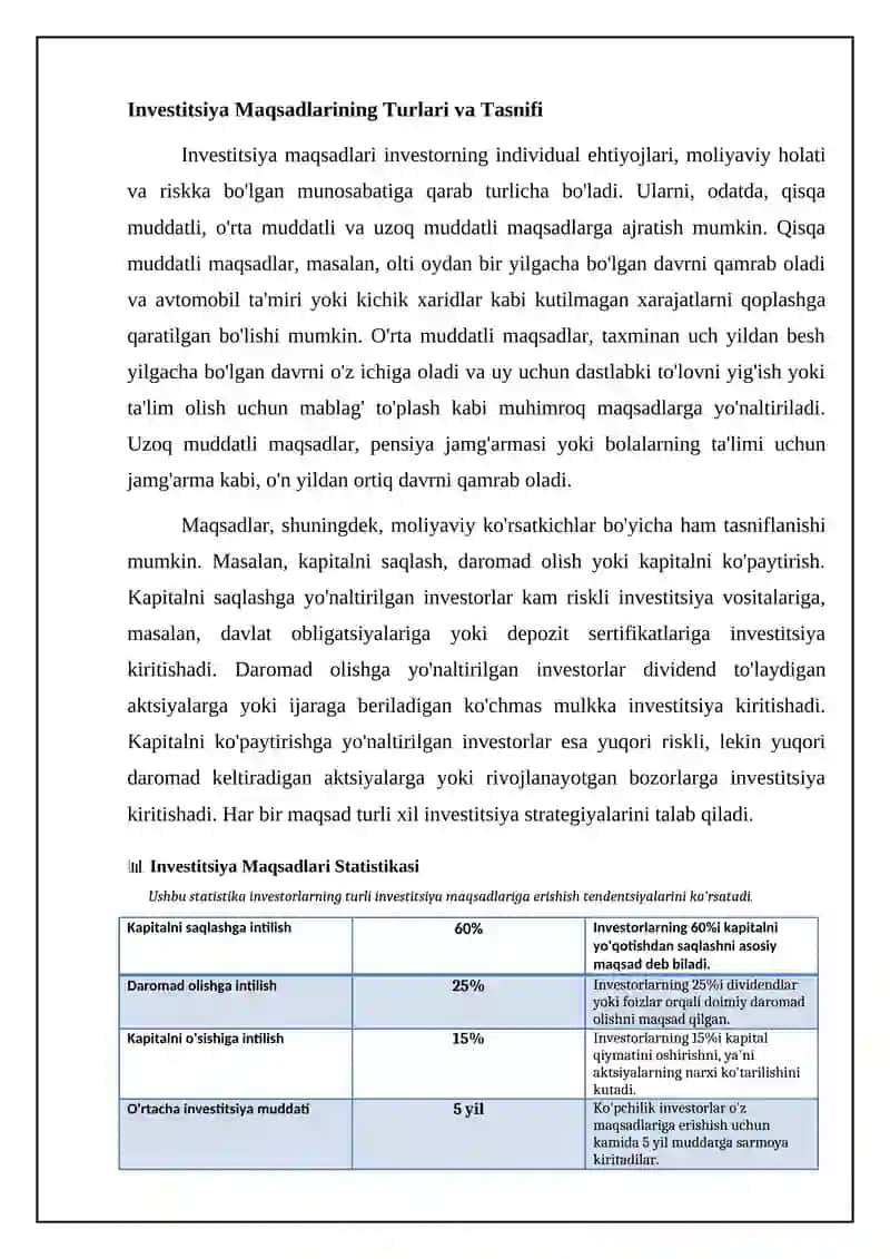Investitsiya maqsadlarini aniqlash 4