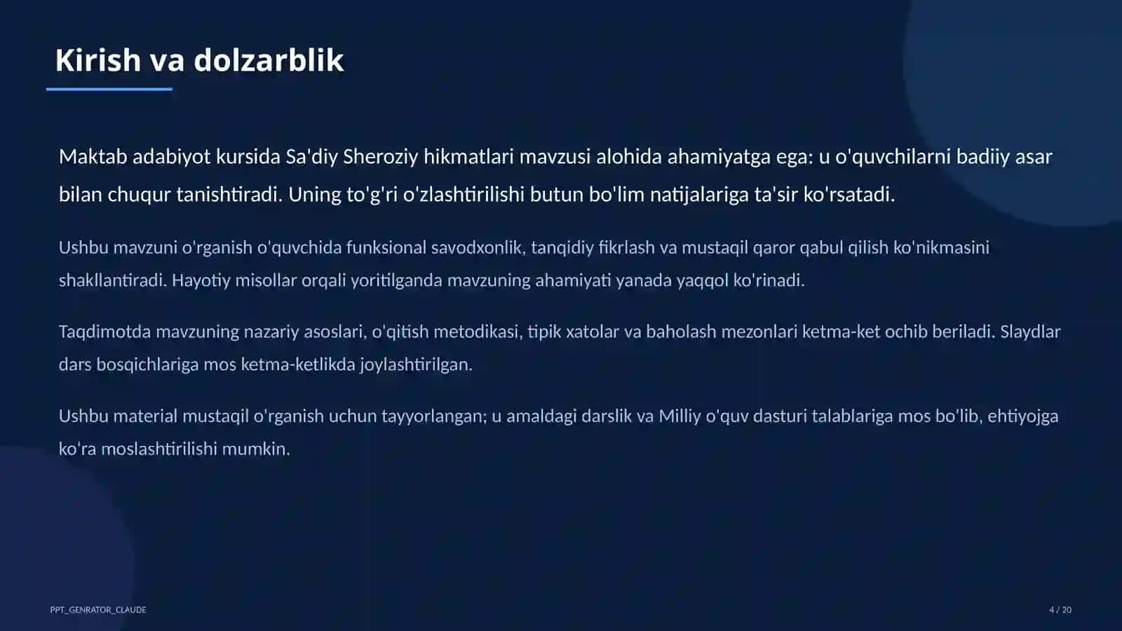 Sa'diy Sheroziy hikmatlari (6-sinf) 4