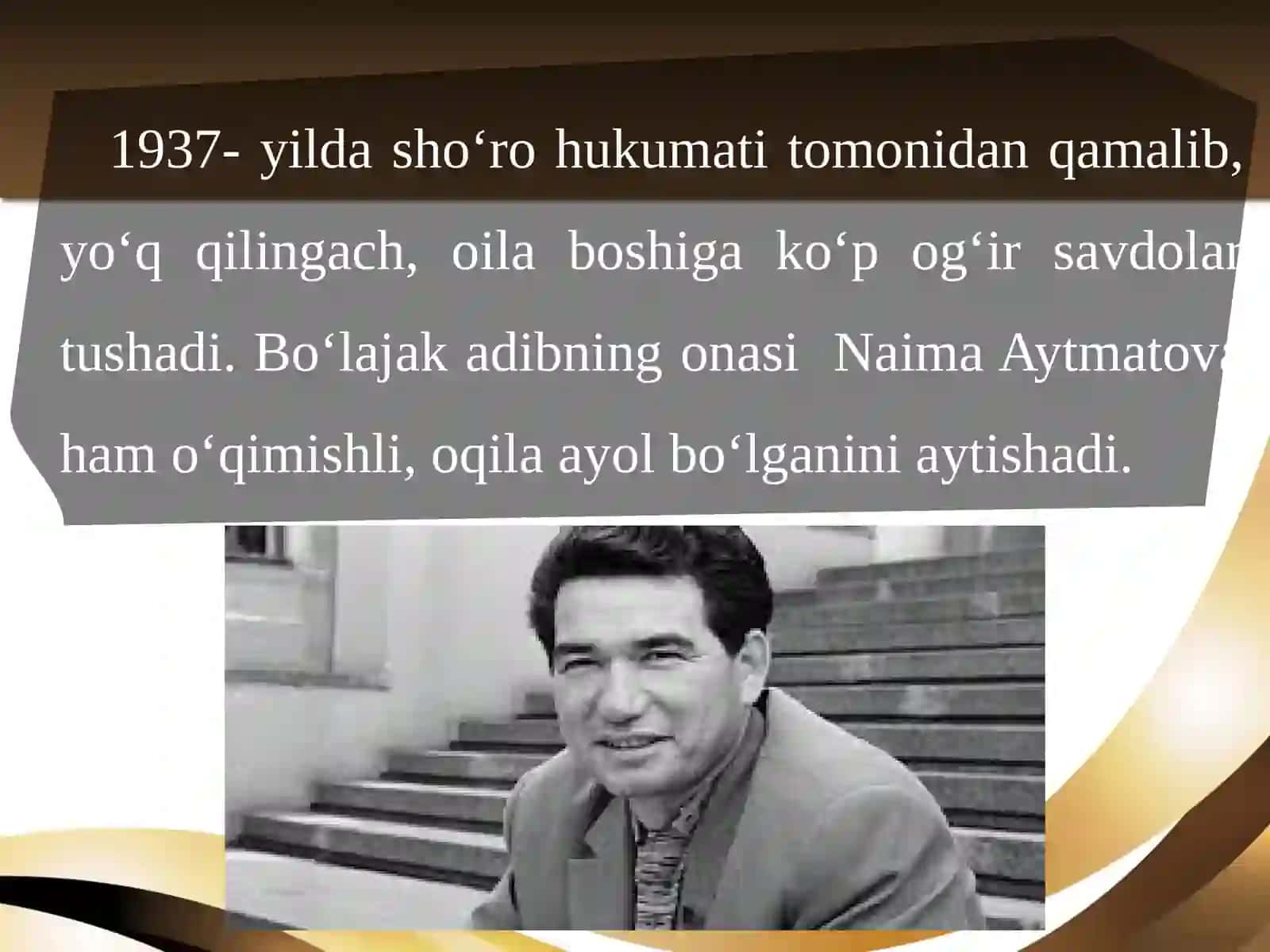 9-sinf Adabiyot fanidan Chingiz Aytmatov hayoti va ijodi dars ishlanma 4