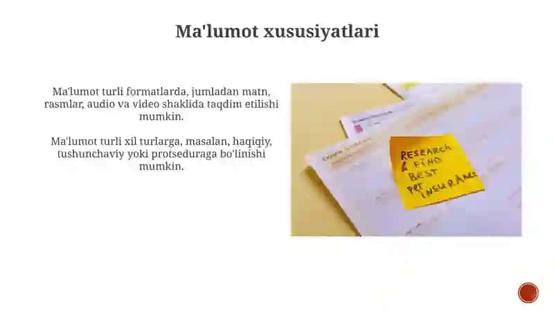 Ma'lumotning xususiyatlari 4