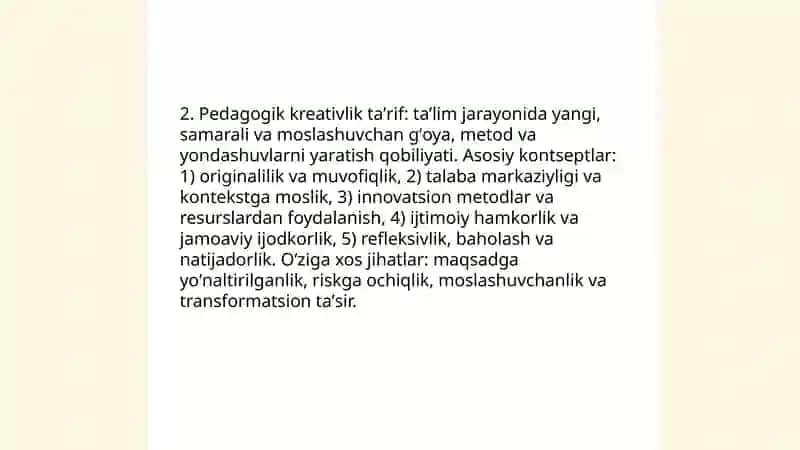 Pedagogik kreativlikning nazariy-tarixiy asoslari 4