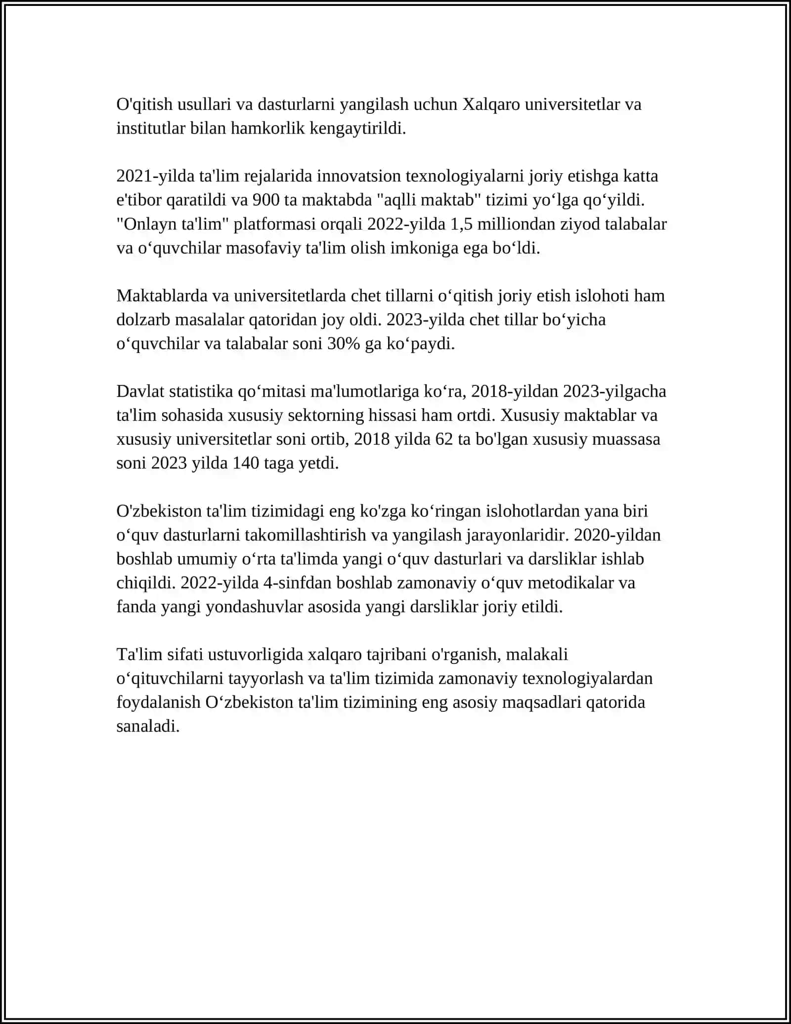 O‘ZBEKISTONDA IJTIMOIY SOHADA AMALGA OSHIRILAYOTGAN O‘ZGARISHLAR MAZMUN VA MOHIYATI 4