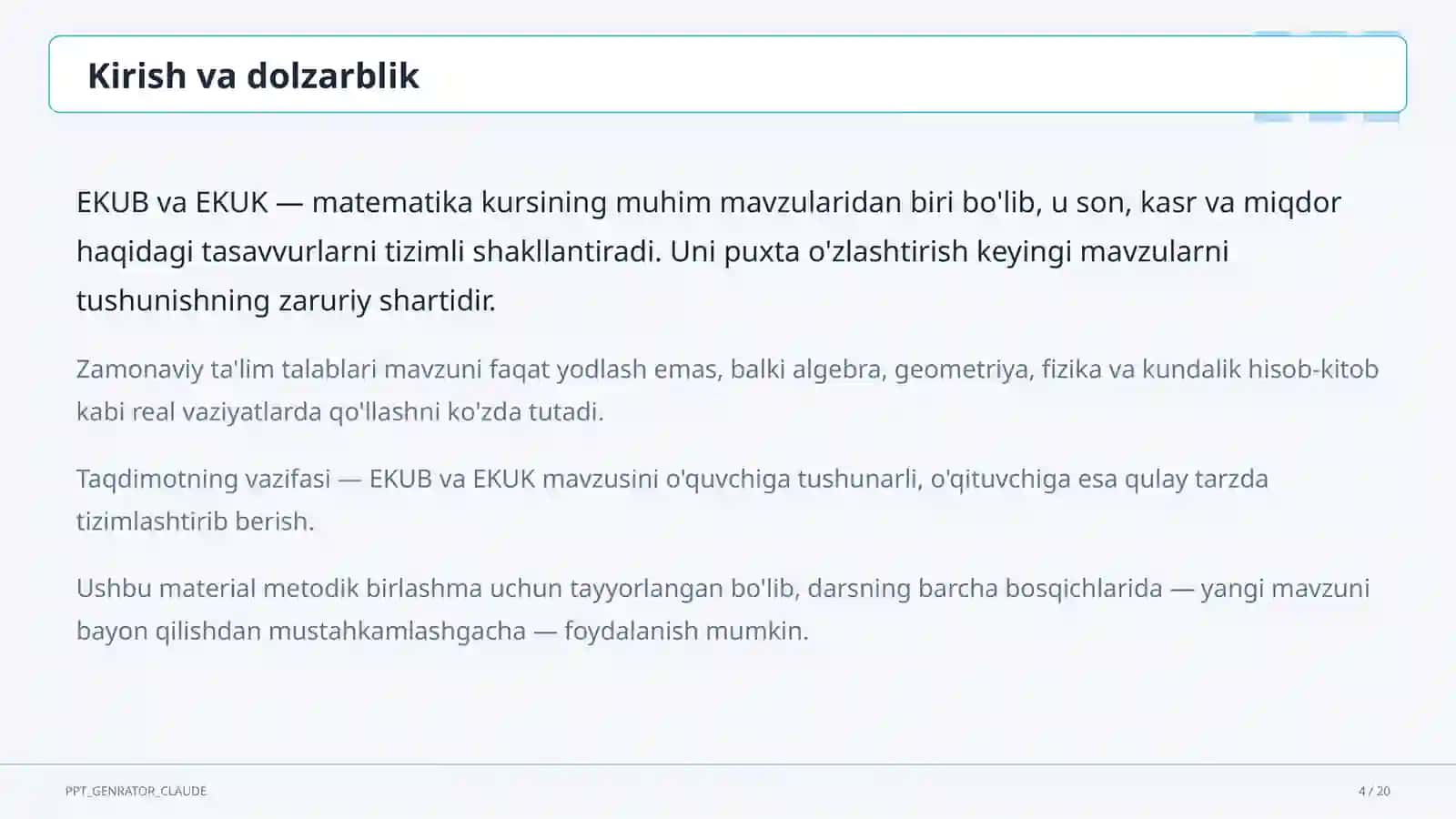 EKUB va EKUK (5-sinf) Matematika (5-6) 4