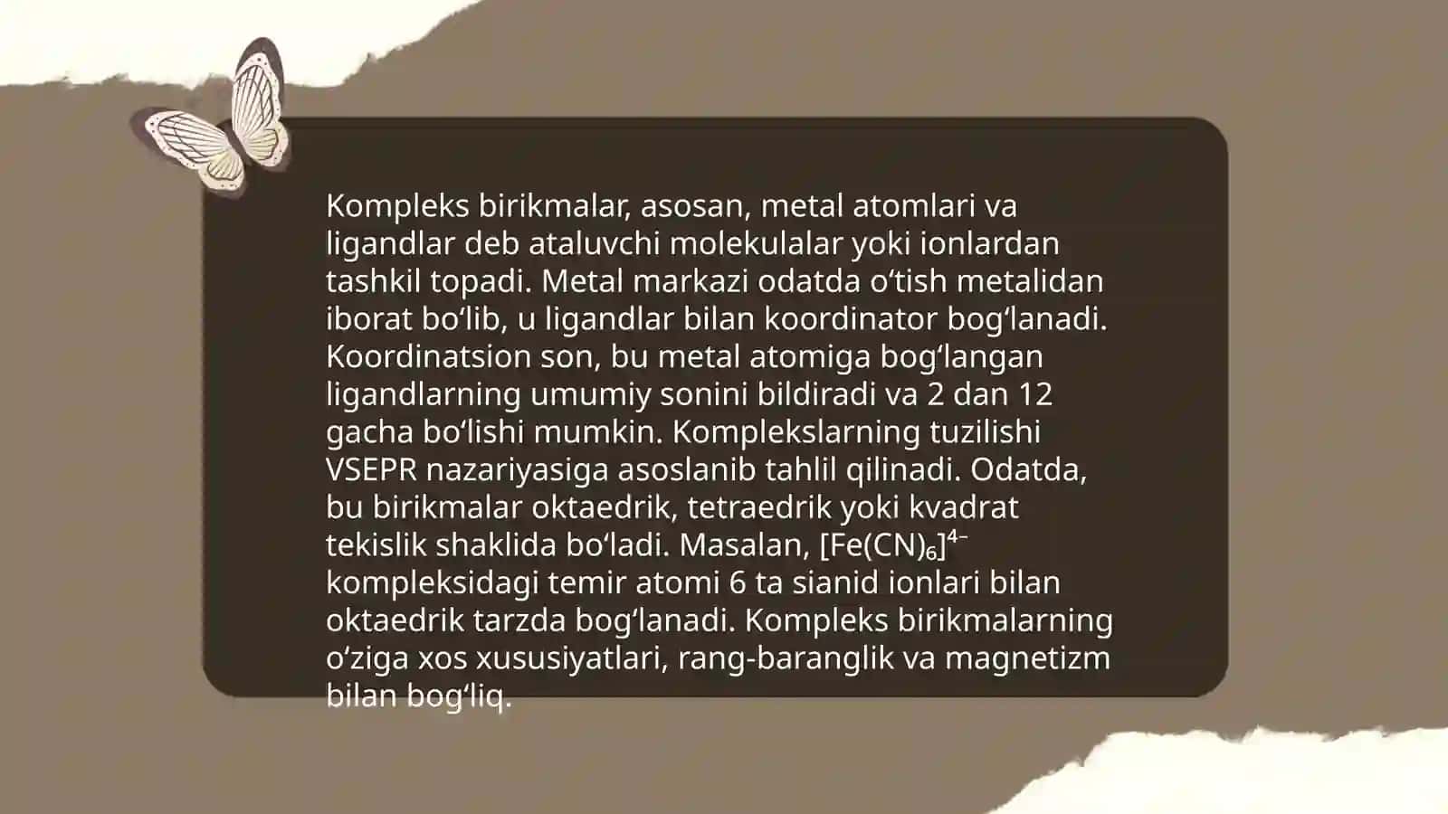 Kompleks birikmalar. Ichki kompleks birikmalar 4