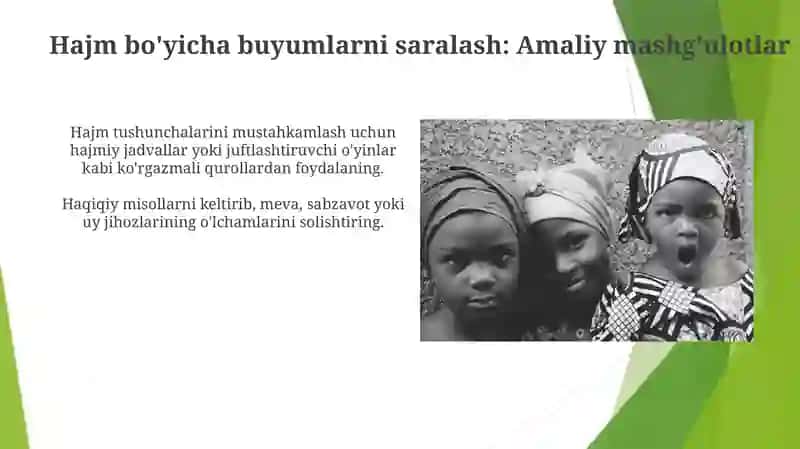 Bolalarni predmetlar ólchami bilan tanishtirish vazifalari 4