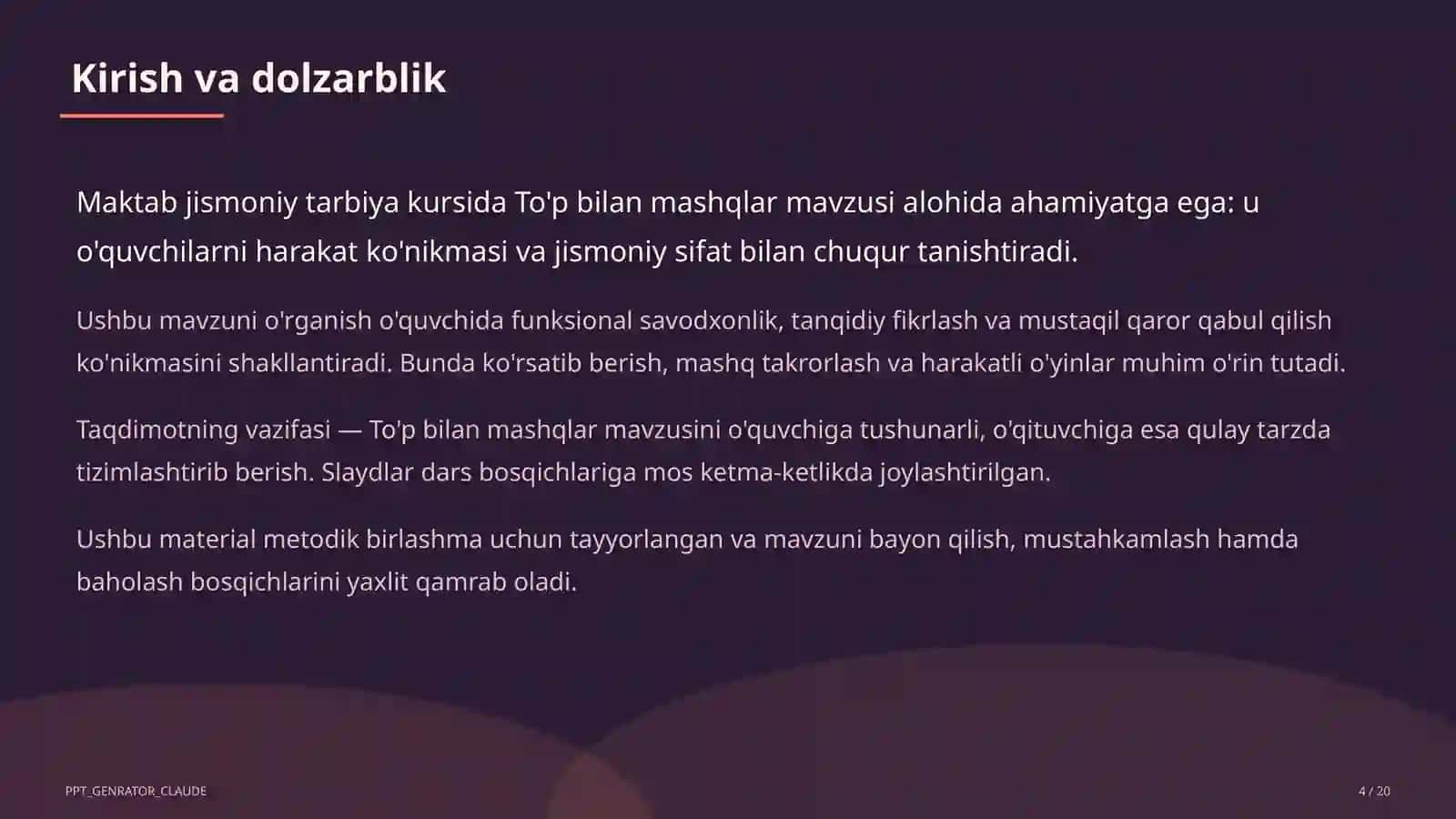 To'p bilan mashqlar (2-sinf) 4
