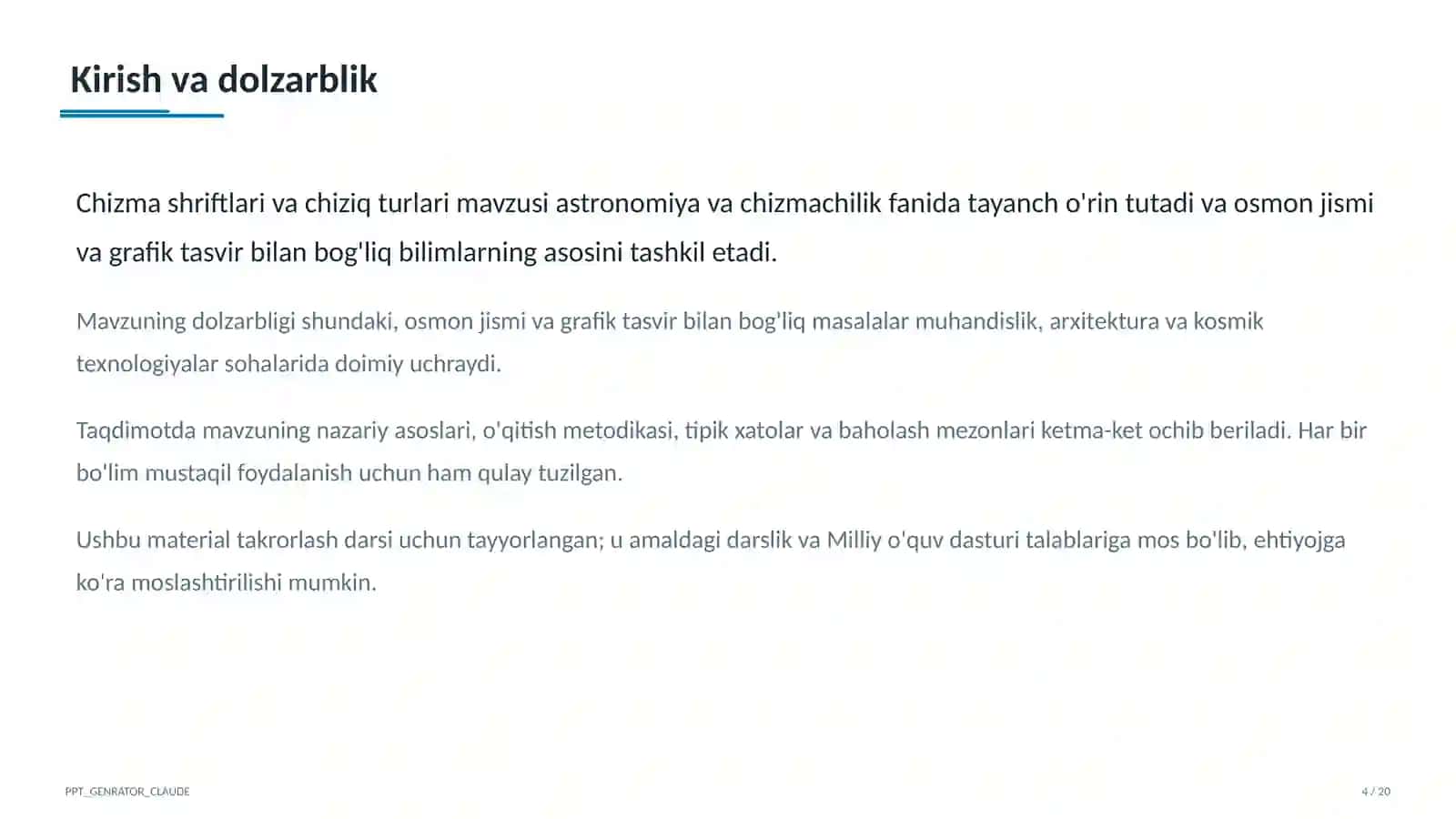 Chizma shriftlari va chiziq turlari (8-sinf) 4