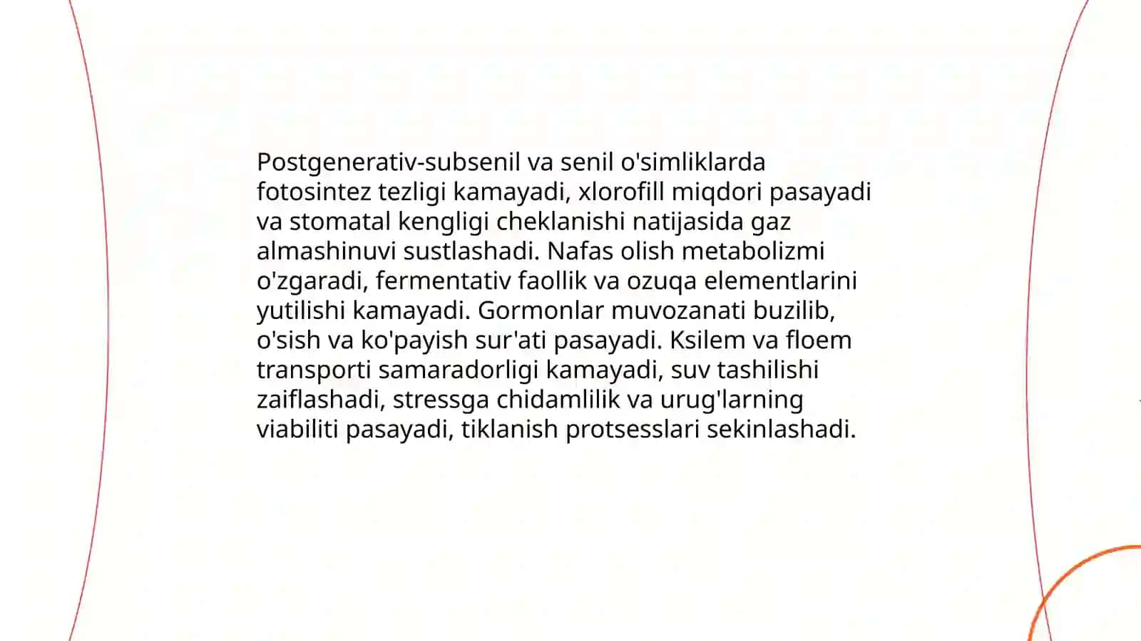 Postgenerativ-subsenil va senil holatidagi òsimliklar 4