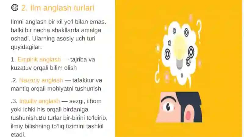 Ilm anglash turlari 4