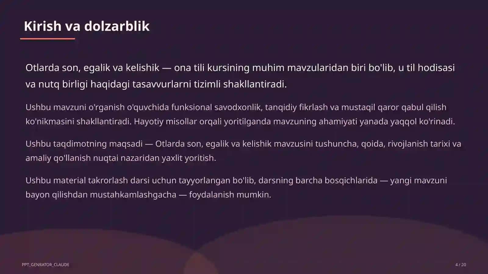 Ona tili (5– 11) — takrorlash darsi uchun 4