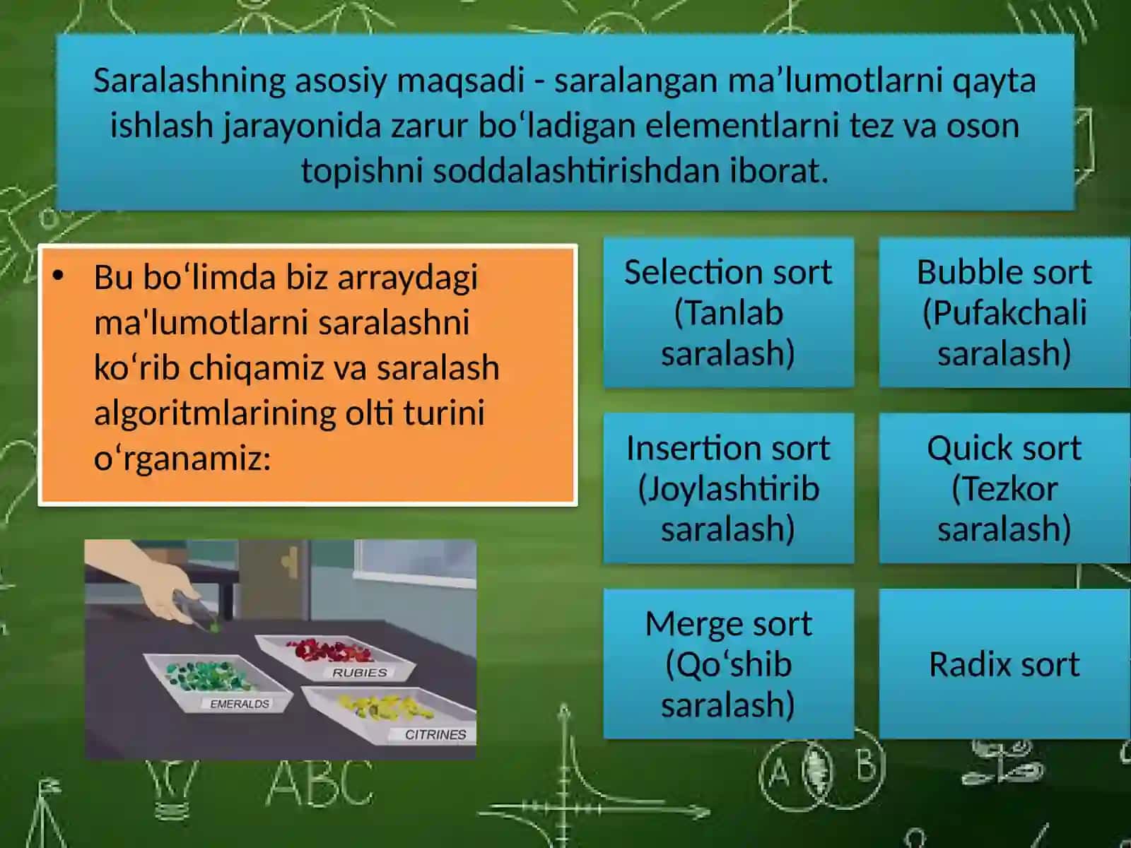 Saralash algoritmlarini (Quick Sort yoki Merge Sort) loyihalashtirish va samaradorligini tahlil qilish 4