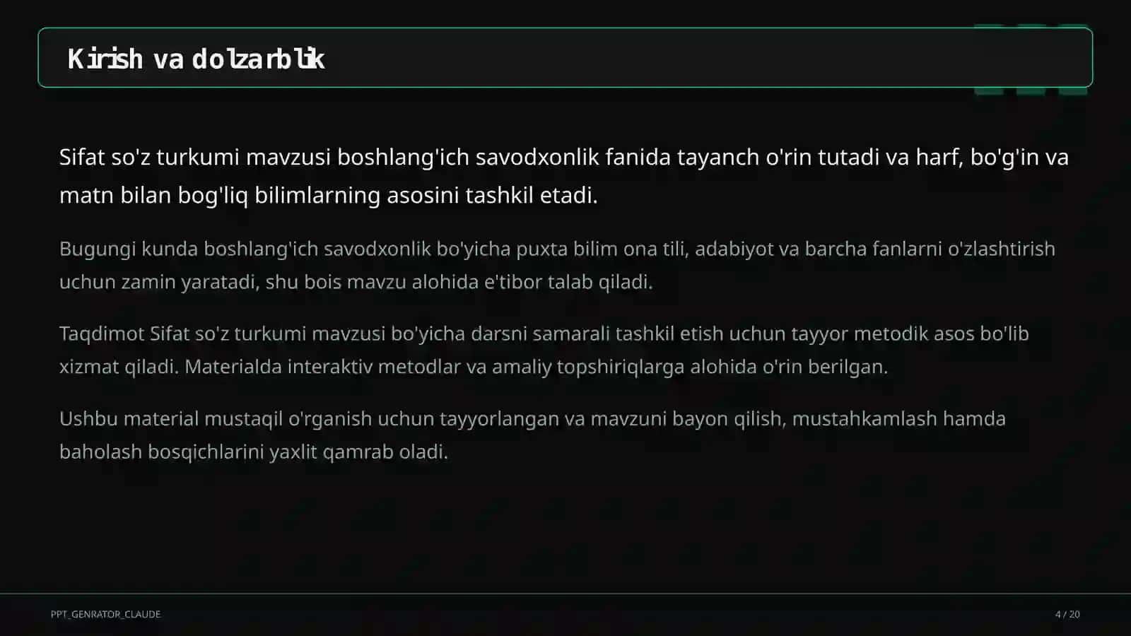 Sifat so'z turkumi (3-sinf) 4
